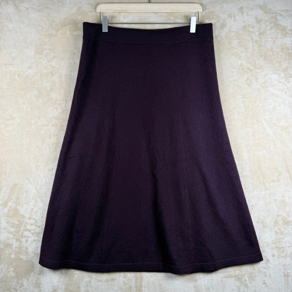 Banana Republic Women L 100% Cashmere Knit Midi Skirt Purple A-Line Quiet Luxury